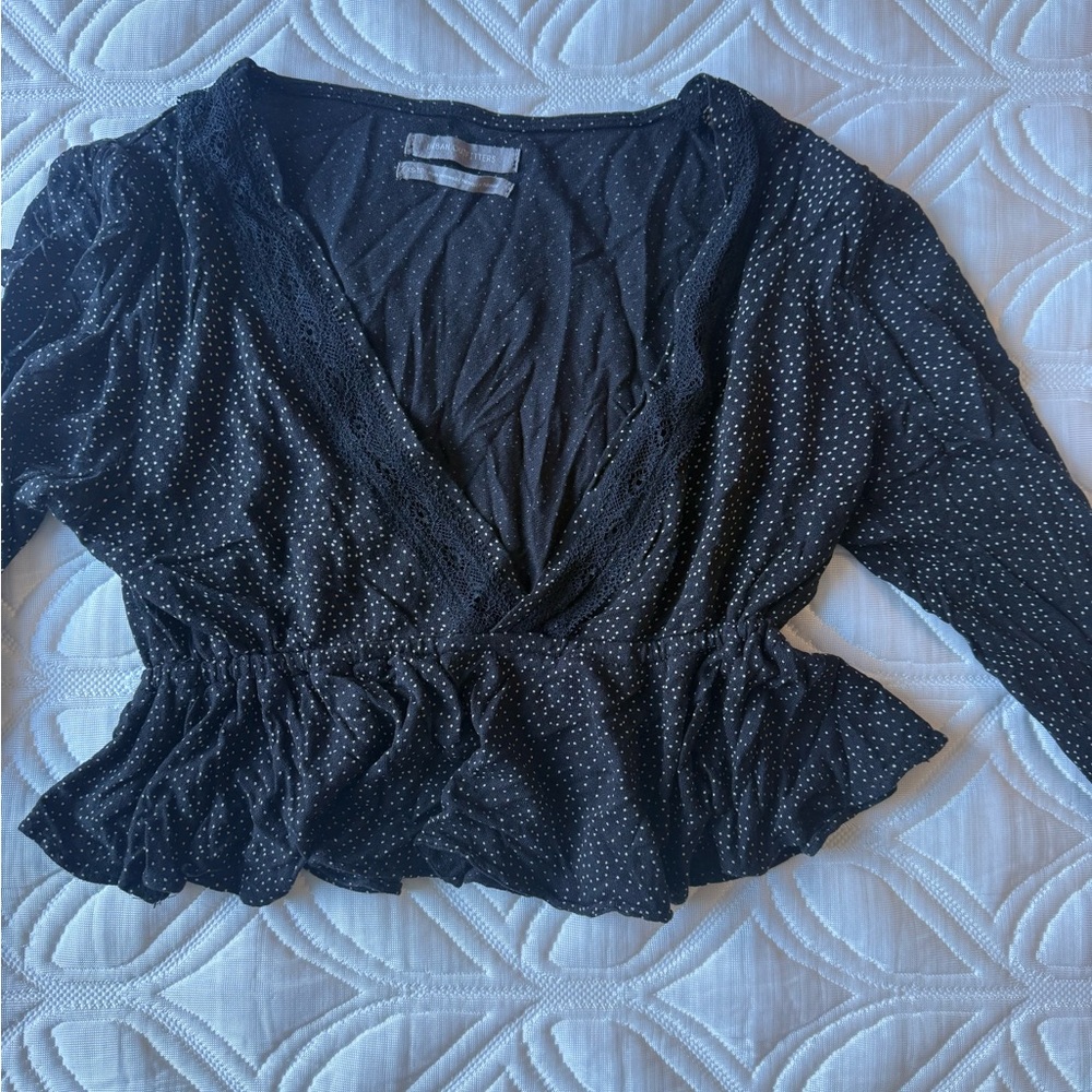 Urban Outfitters Black Dot Wrap Top